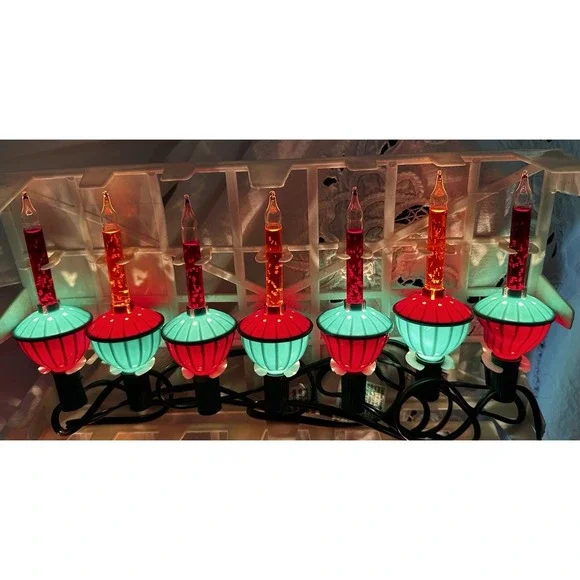 Noma Bubble Lites SET OF TWO 7 Lights in Each Strand Red & Orange - All Working